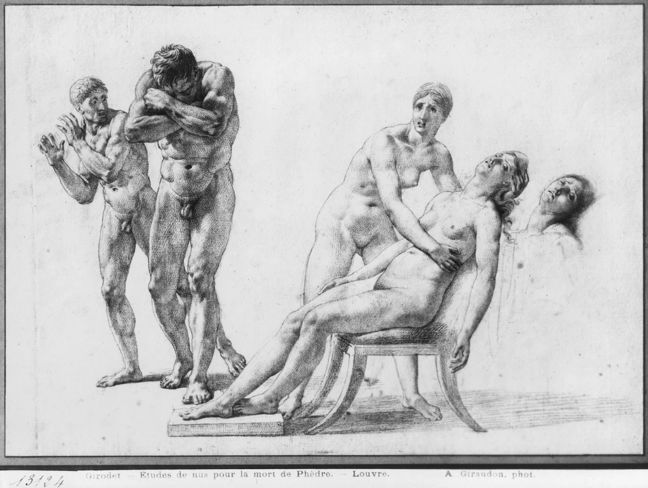 Morte di Fedra, schizzo preparatorio per l'illustrazione delle opere complete di Racine